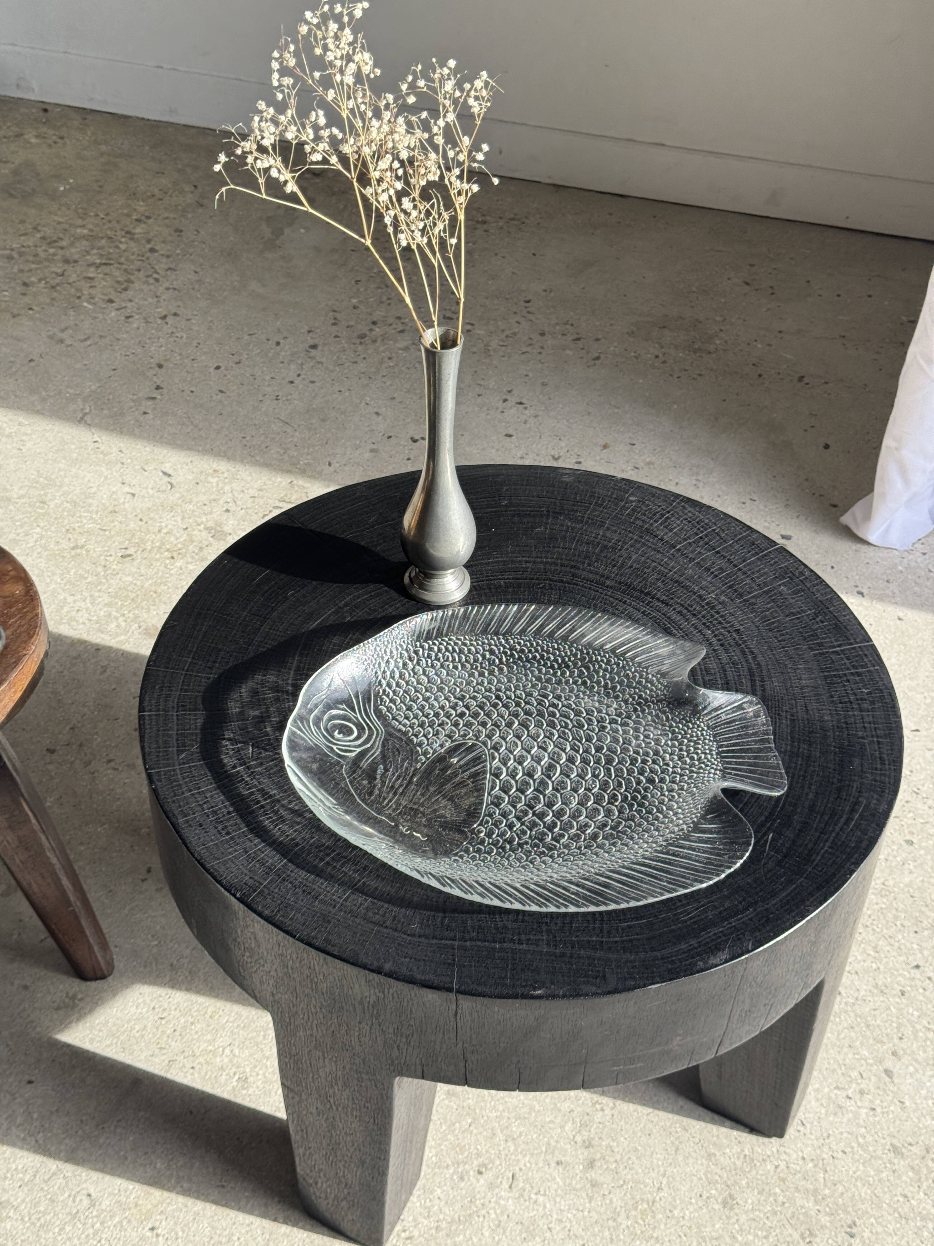 Large fish plate transparent glass Arcoroc vintage L38.5