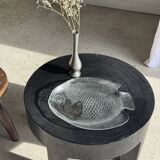 Large fish plate transparent glass Arcoroc vintage L38.5