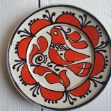 5 handmade ceramic plates Romania slavic bohemian birds table or wall