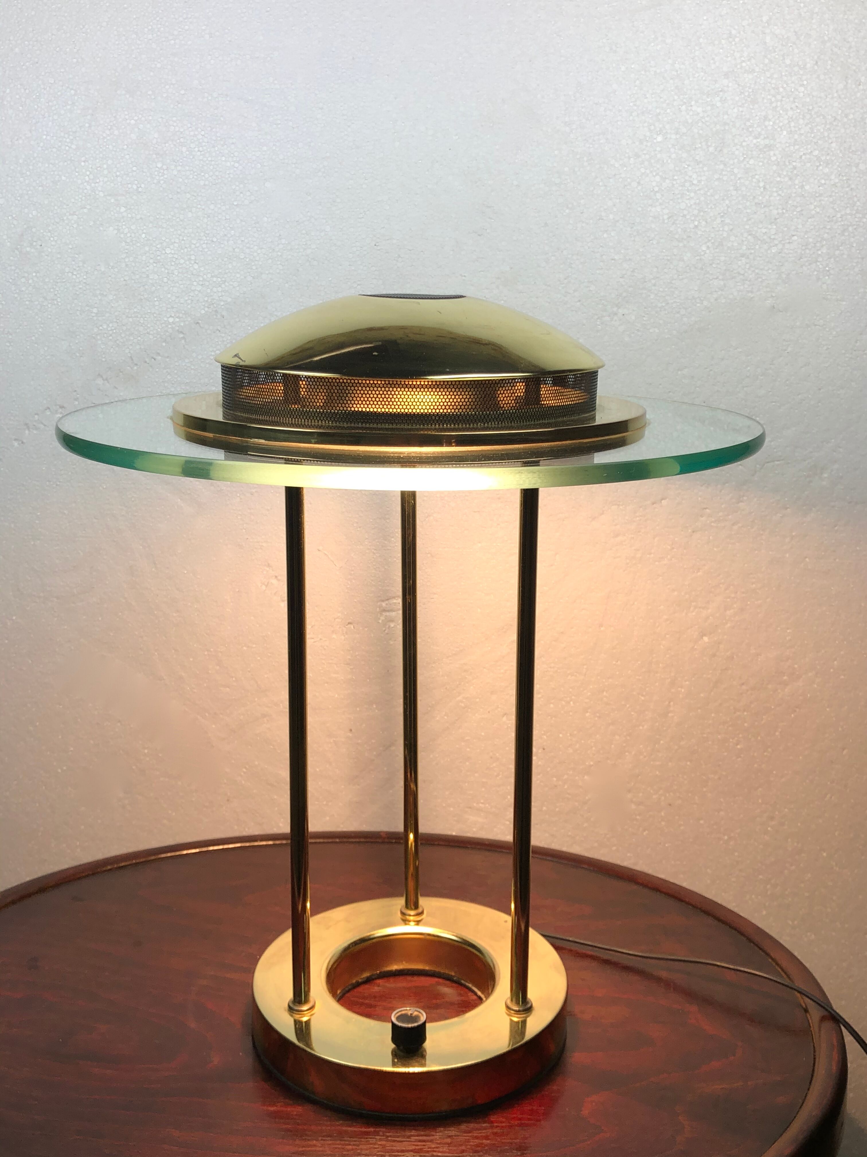 Vintage lamp with glass intensity dimmer and brass Italian design 1980'S