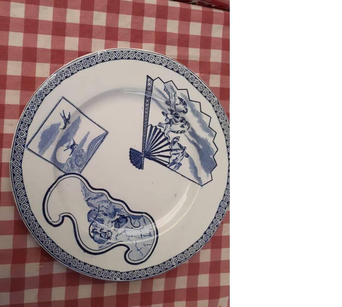6 Assiettes Gien "Éventails japonais"