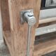 Old carpenter's workbench with eight metal drawers, industrial console