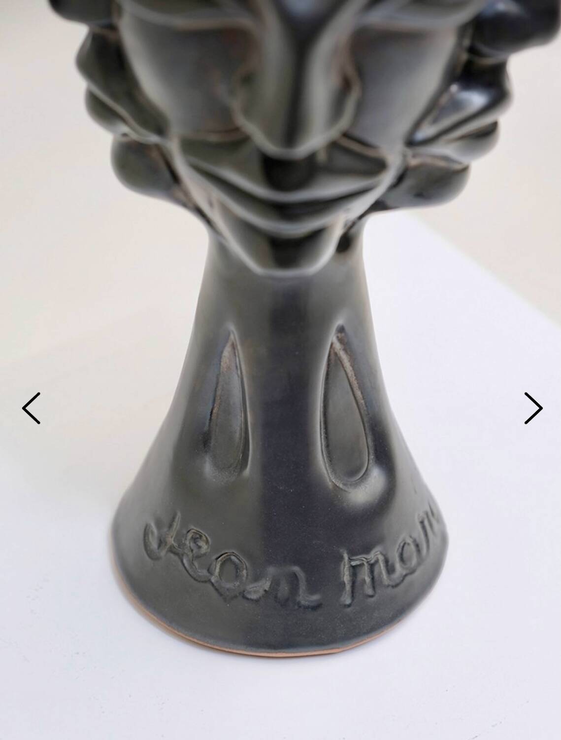 Vase sculpture with four faces by Jean Marais Vallauris