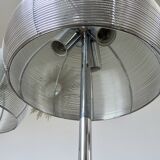 Pair of chrome-plated metal lamps with aluminum wire shades, 1990
