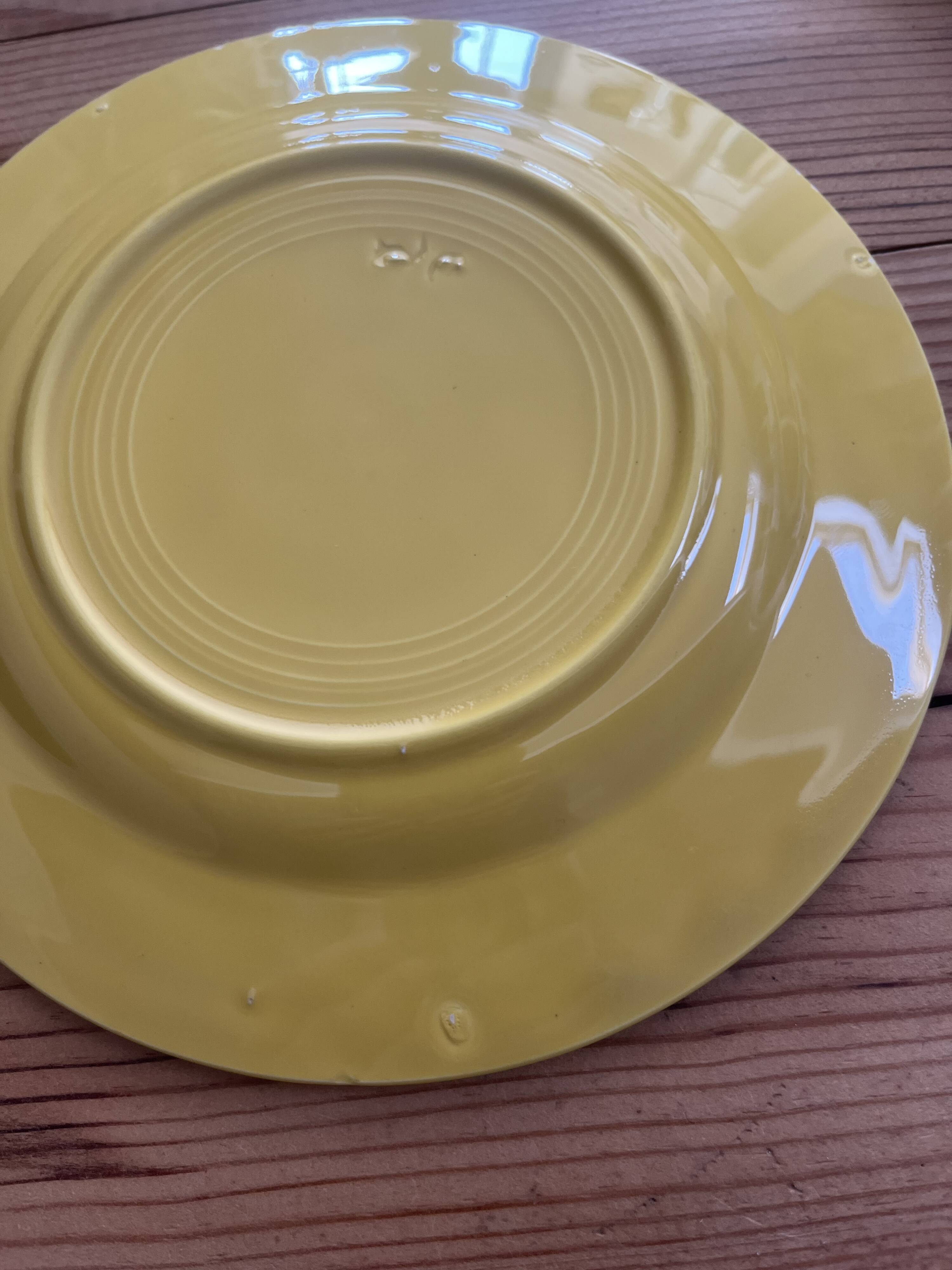 3 vintage yellow dessert plates