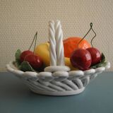 Old ceramic fruit basket vintage ceramic fruit basket barbotine