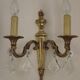 French Pair of Double Empire Brass Wall Sconces with Diamond Crystal Drops