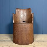 Old Swedish painted wooden trunk chair