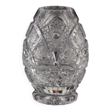 Vintage Cut Crystal Glass Vase, Glasswork Novy Bor, 1950's.