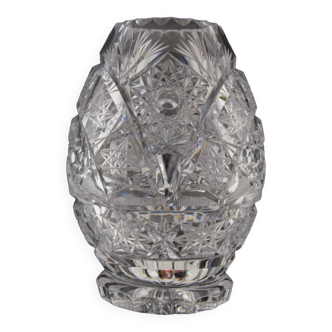 Vintage Cut Crystal Glass Vase, Glasswork Novy Bor, 1950's.