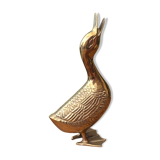 Large vintage duck in golden brass