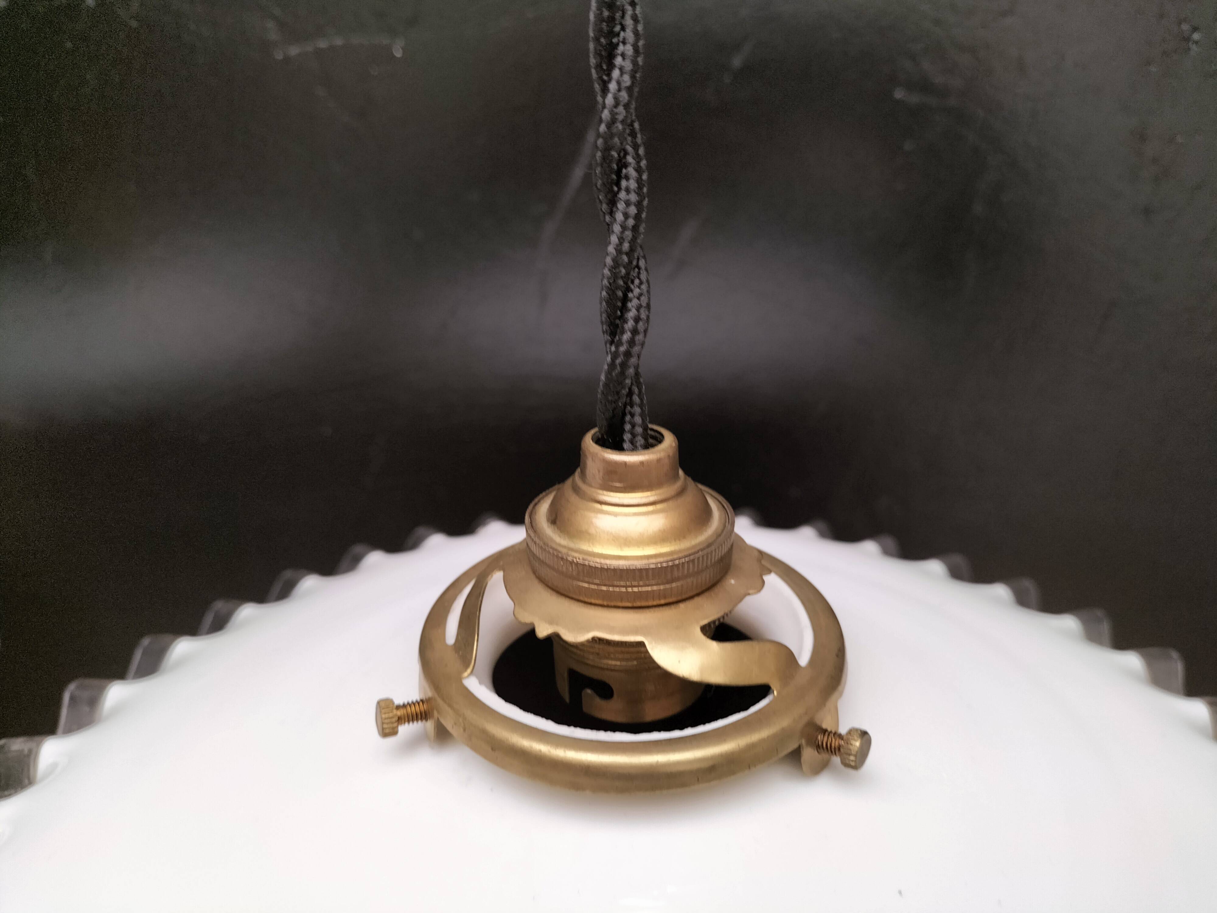 Pair of opaline pendant lights