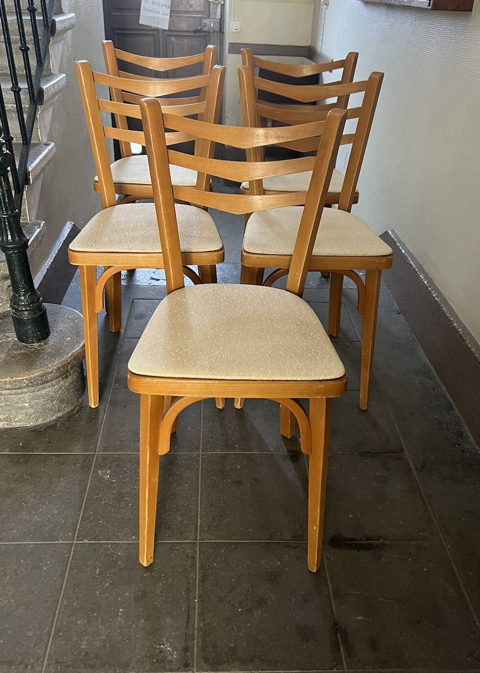 Chaises Baumann Bistrot Vintage Skaï Blanc