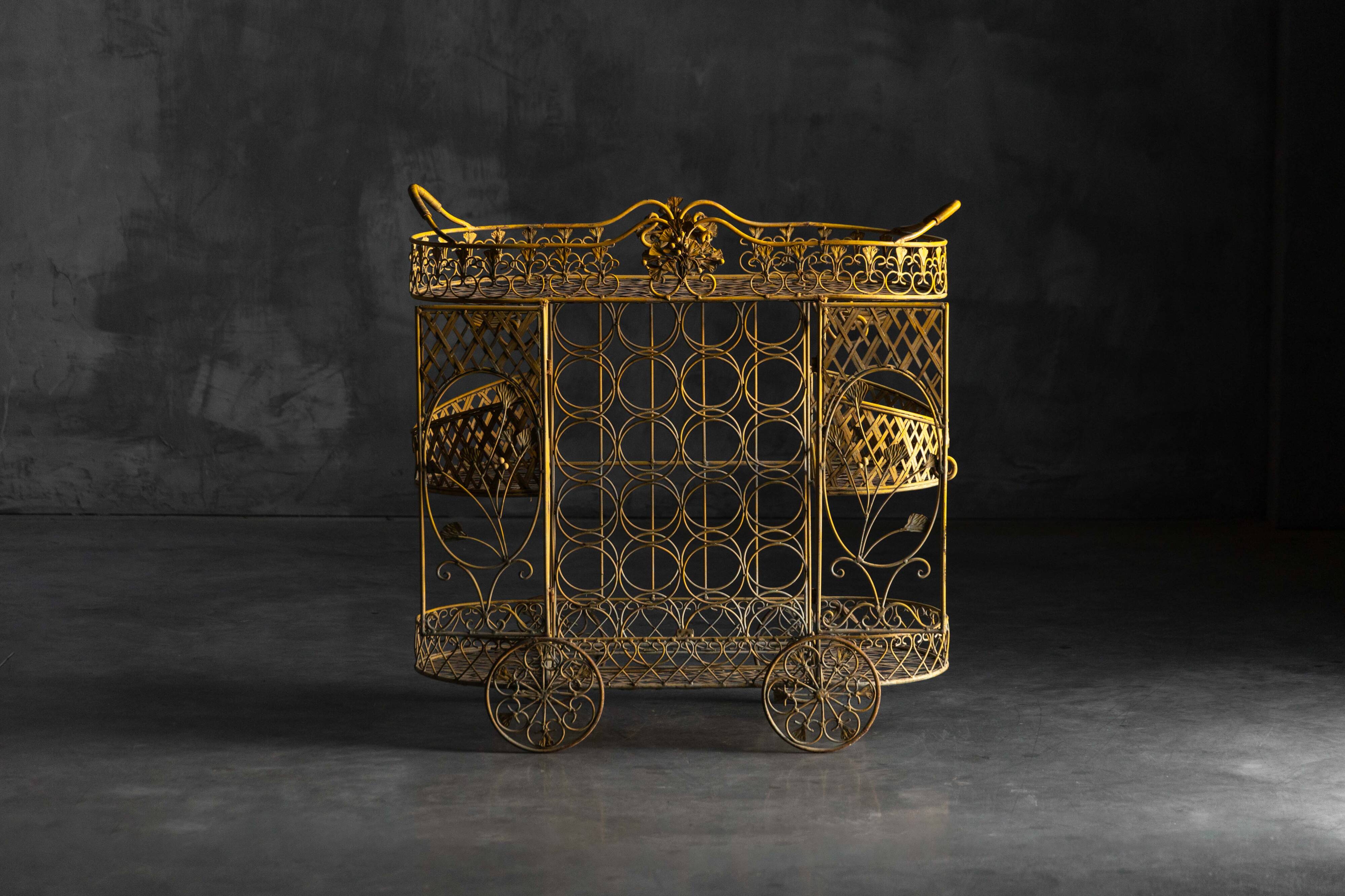 Antique cast iron serving trolley, France, early 20th century