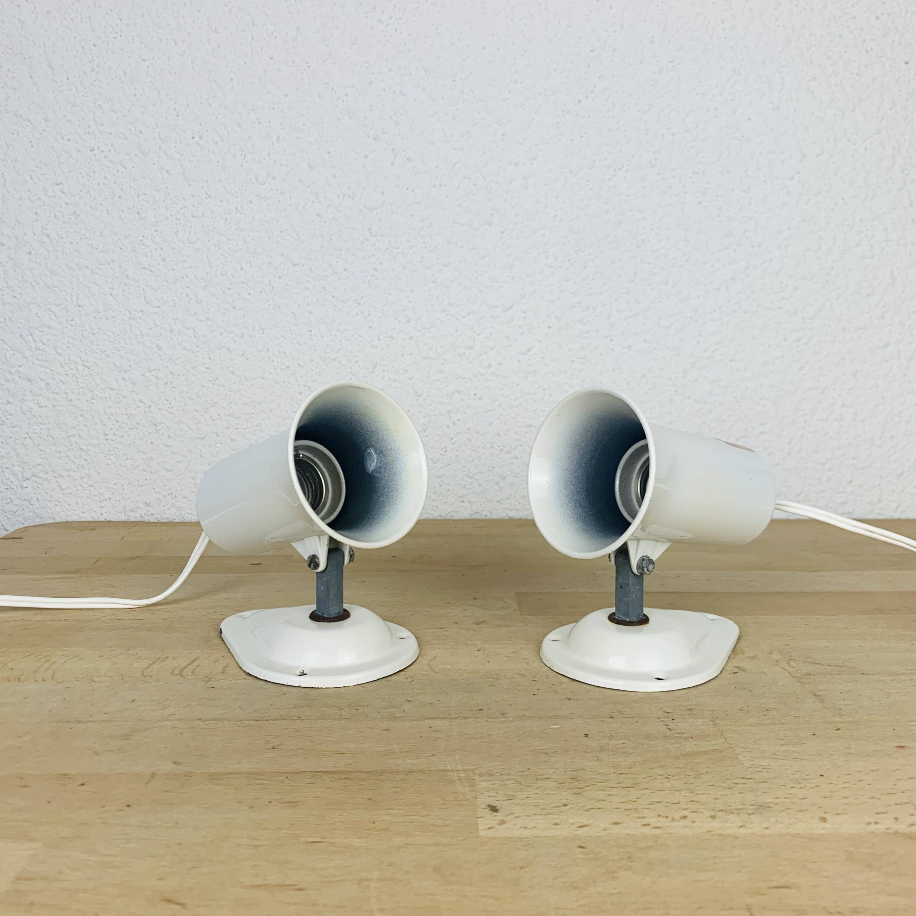 Pair of vintage white metal Lita spotlights