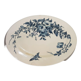 Oval serving dish in Gien earthenware model Bouquet, terre de fer