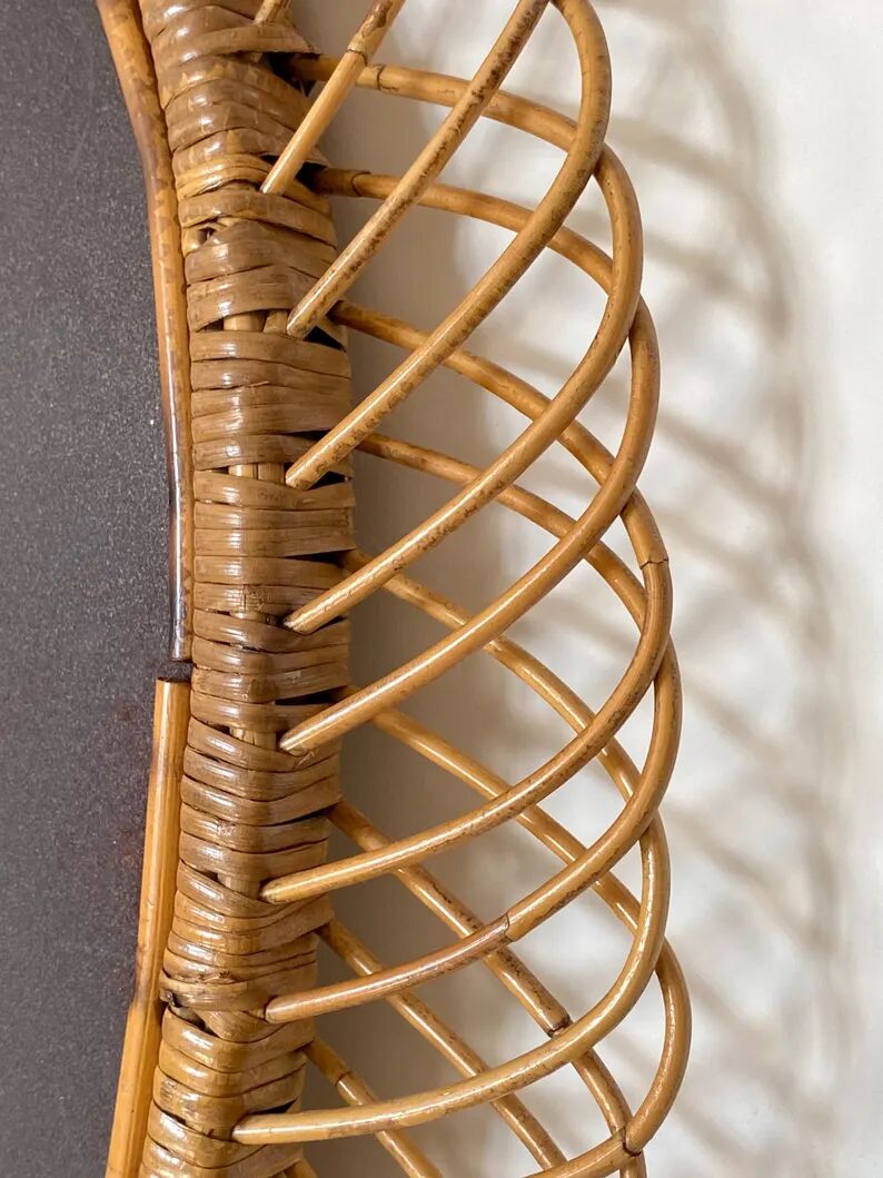 Large mirror by Franco Albini in rattan and bamboo, Italy 1960s.