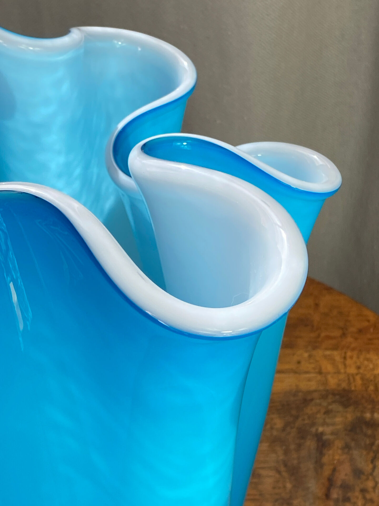 Large multi-layer glass handkerchief vase