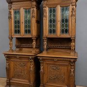 Important pair of two-body buffets in richly carved Renaissance style.