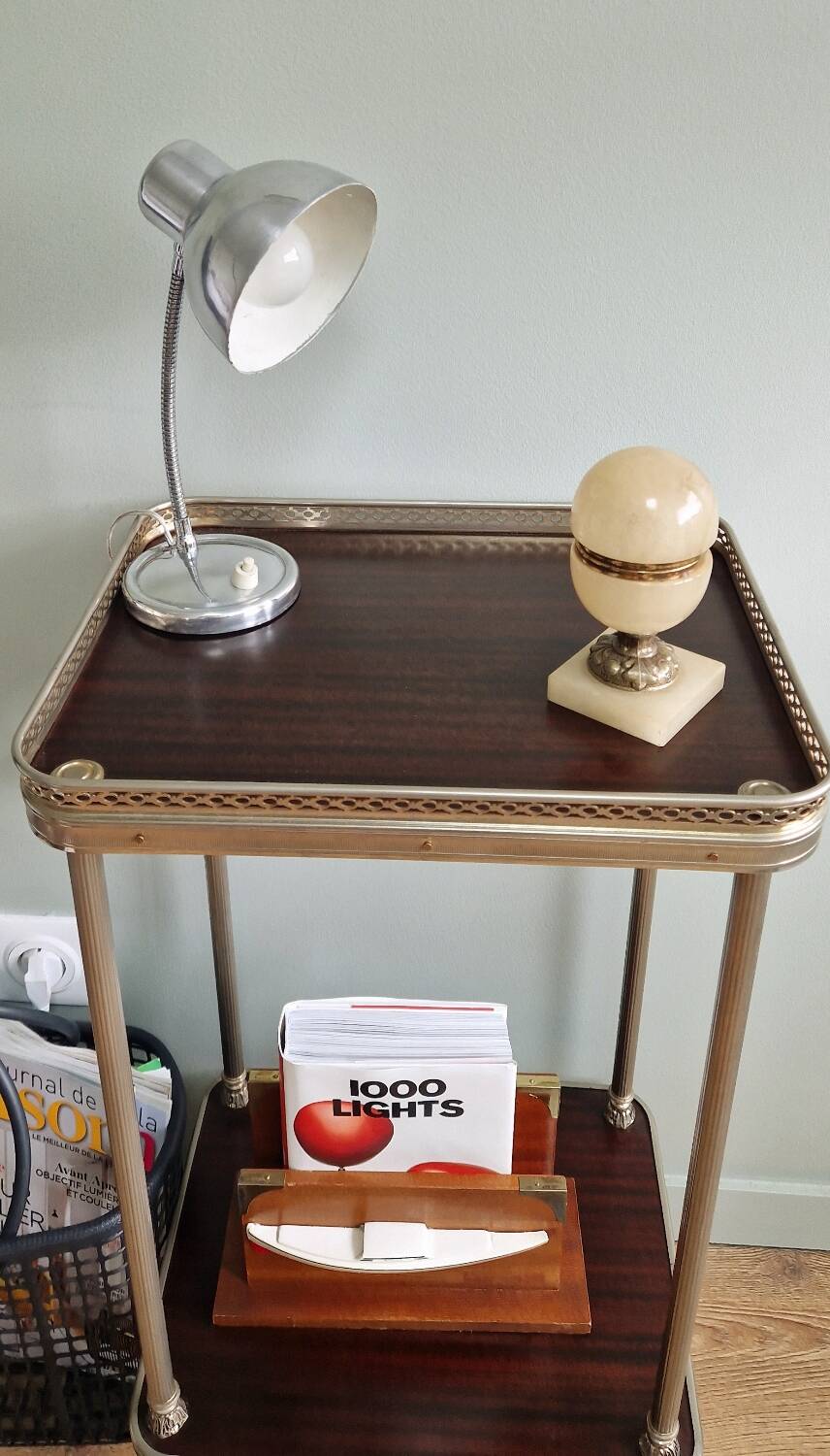 Polished aluminum desk lamp from the 1950s