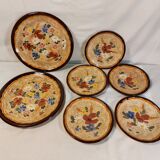 Set of 5 dessert plates and 2 vallauris plates, signed jérôme massier - circa 50/60