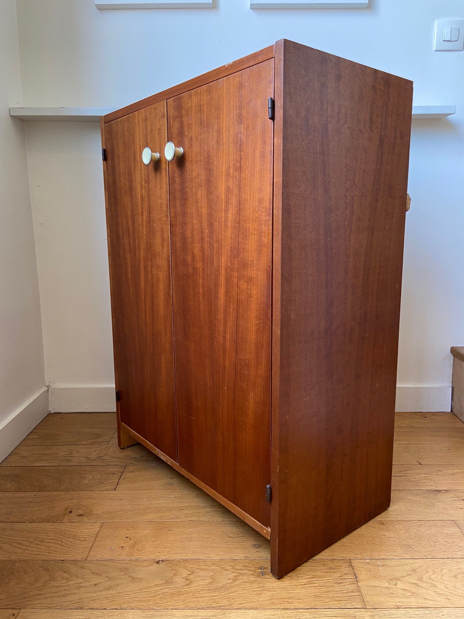 60's wooden shoe cabinet