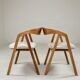 Paire de chaises scandinaves en chêne massif jaquard beige