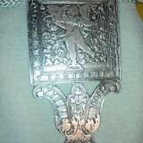 Bijou miroir de poche argent massif et gravure ancien
