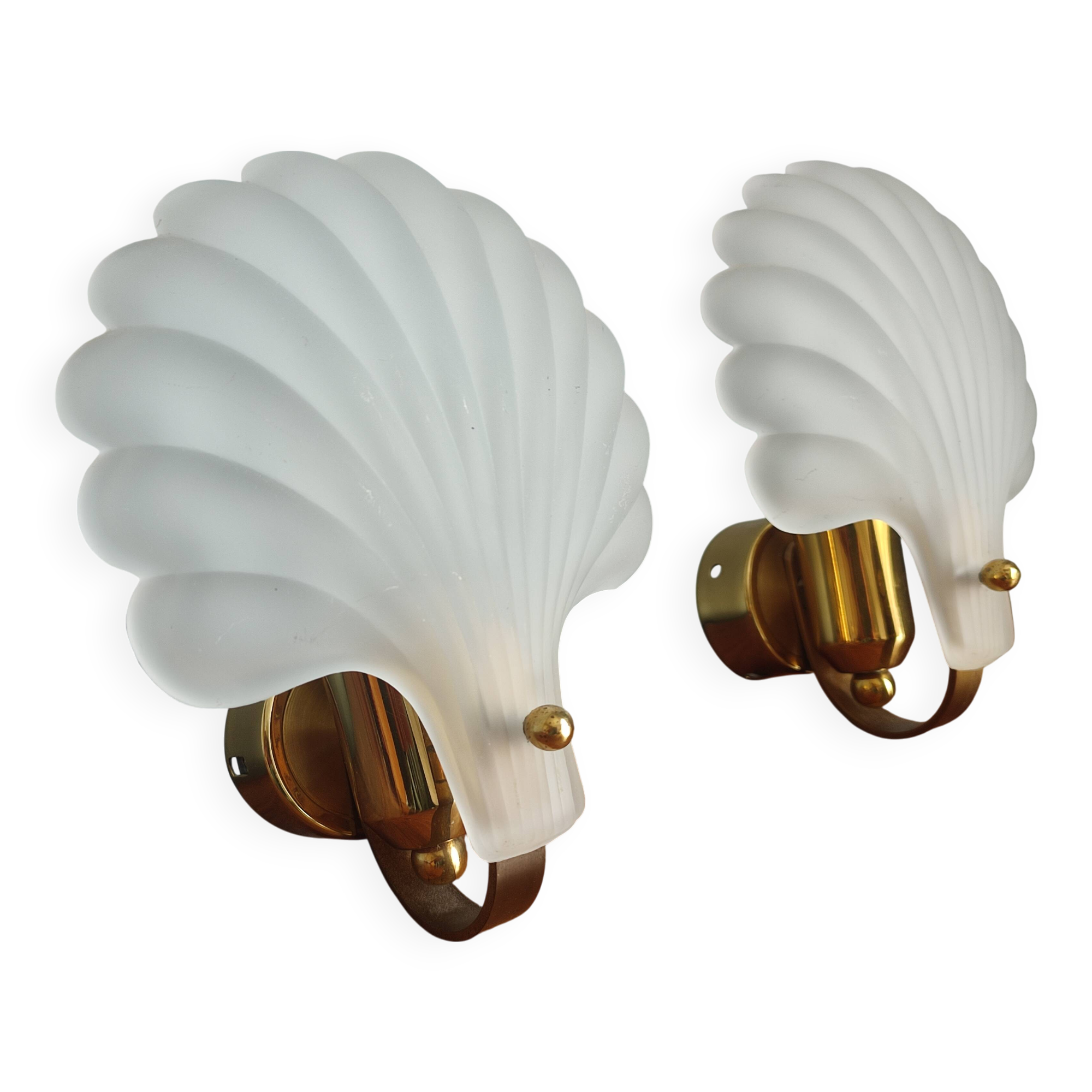 Vintage frosted glass shell wall sconces
