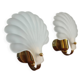 Vintage frosted glass shell wall sconces