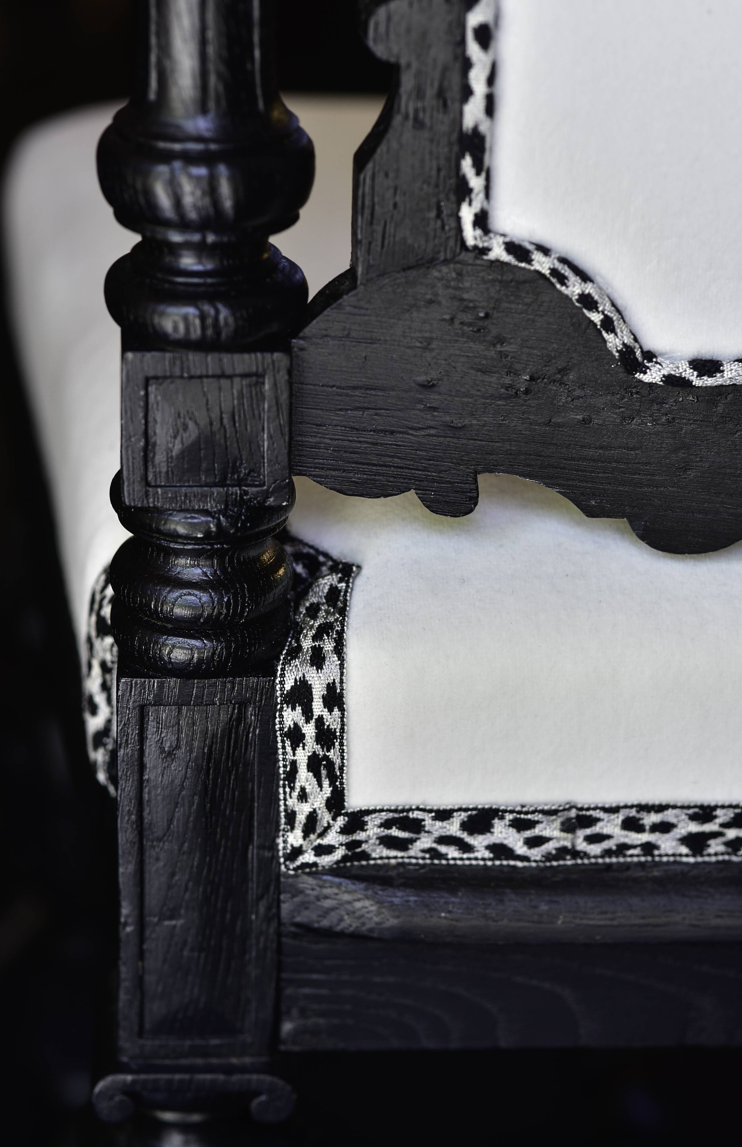 Classic black and white wooden throne