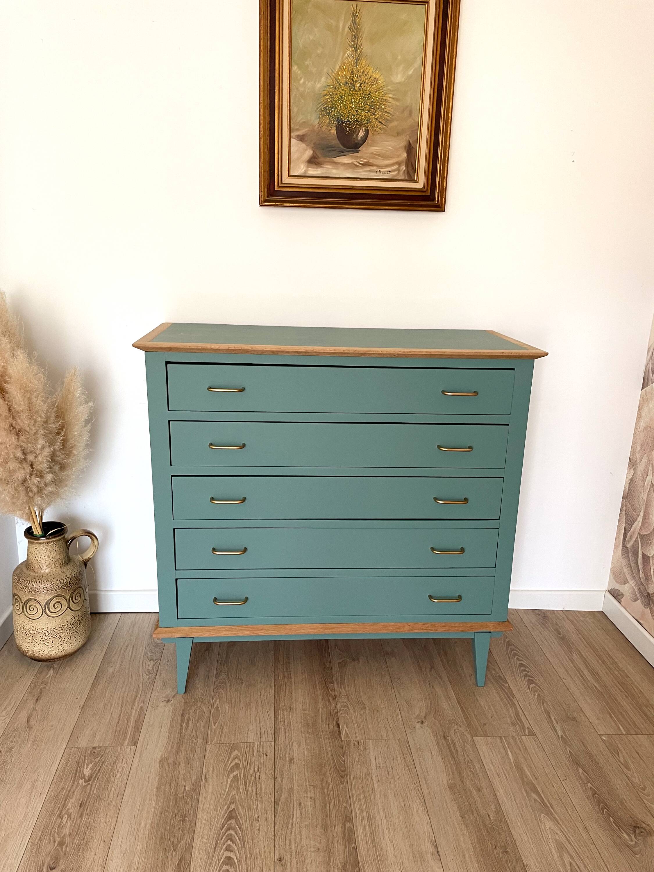 Vintage dresser, celadon green