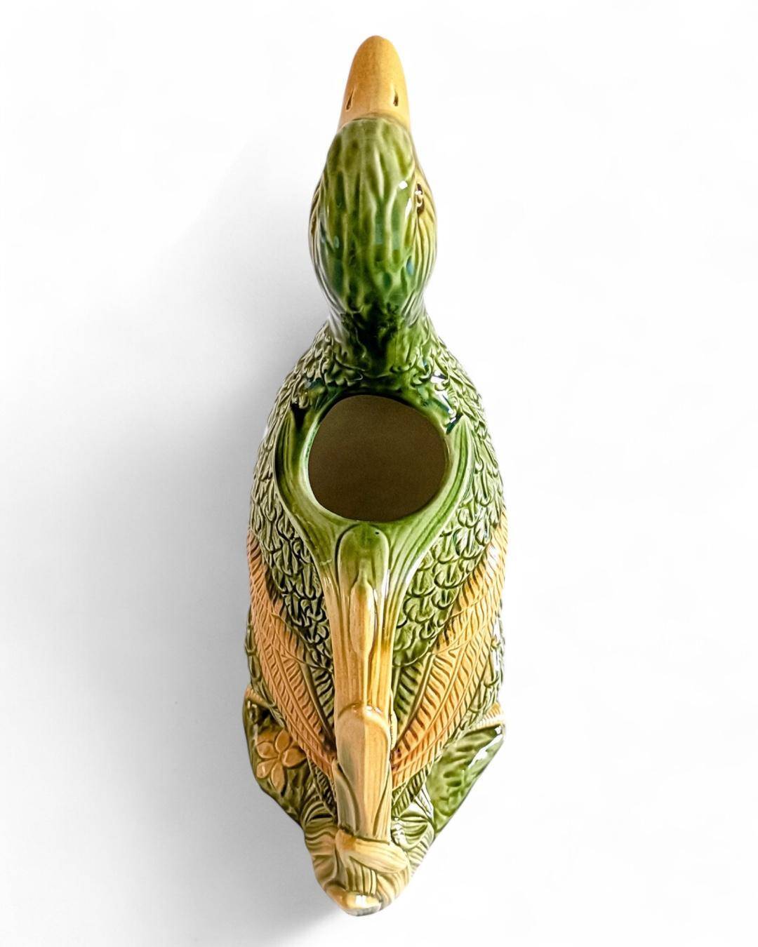 Majolica Duck Pitcher by Keller & Guérin, France, Art Nouveau, 1890