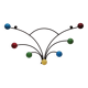 Wall-mounted coat rack with coloured balls, 50s design, vintage