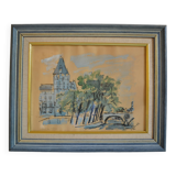 Paris the quai des orfèvres and the pont saint michel painting framed under glass