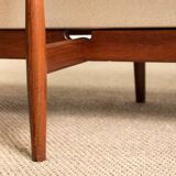 3-seat Danish sofa in teak, brass and fabric model 137-2 by Finn Juhl 1958