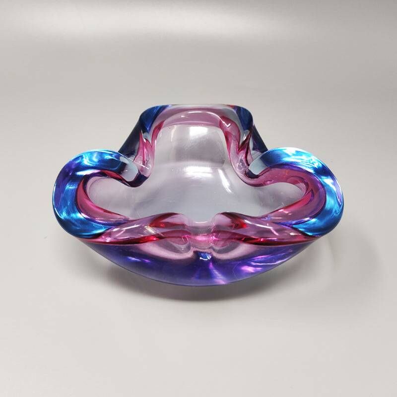 1960s Gorgeous Blue and Pink Ashtray or Catchall By Flavio Poli for Seguso