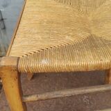 Chaise rustique paillée vintage art populaire