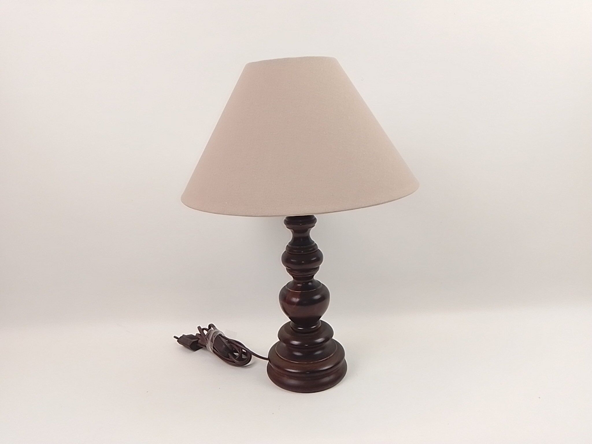 Rustic foot lamp and grey lampshade