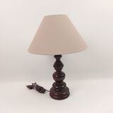Rustic foot lamp and grey lampshade