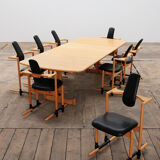 Stokke Dining room set large table with 8 chairs design Peter Opsvik, 1990