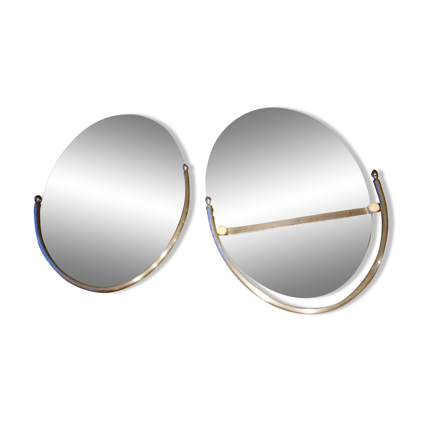 2 bathroom mirrors in silver oval holders