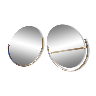 2 bathroom mirrors in silver oval holders