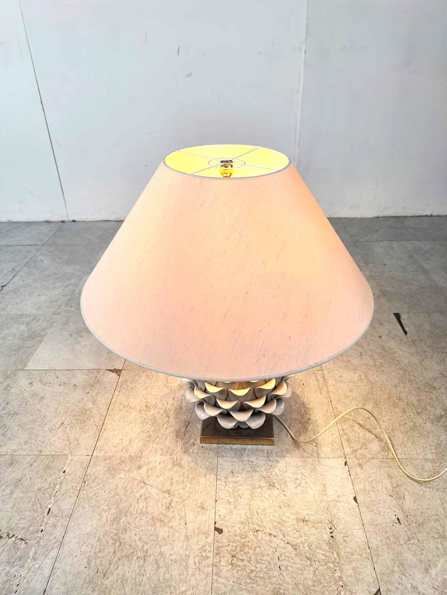 Vintage Italian ceramic artichoke table lamp, 1960s