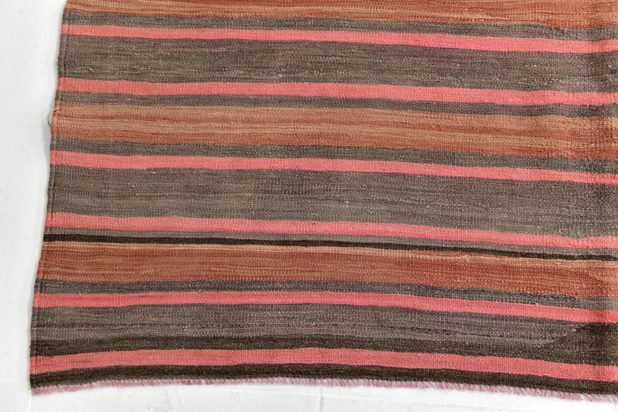 Pink & Brown Striped Pattern Vintage Kilim Rug, 167x254Cm