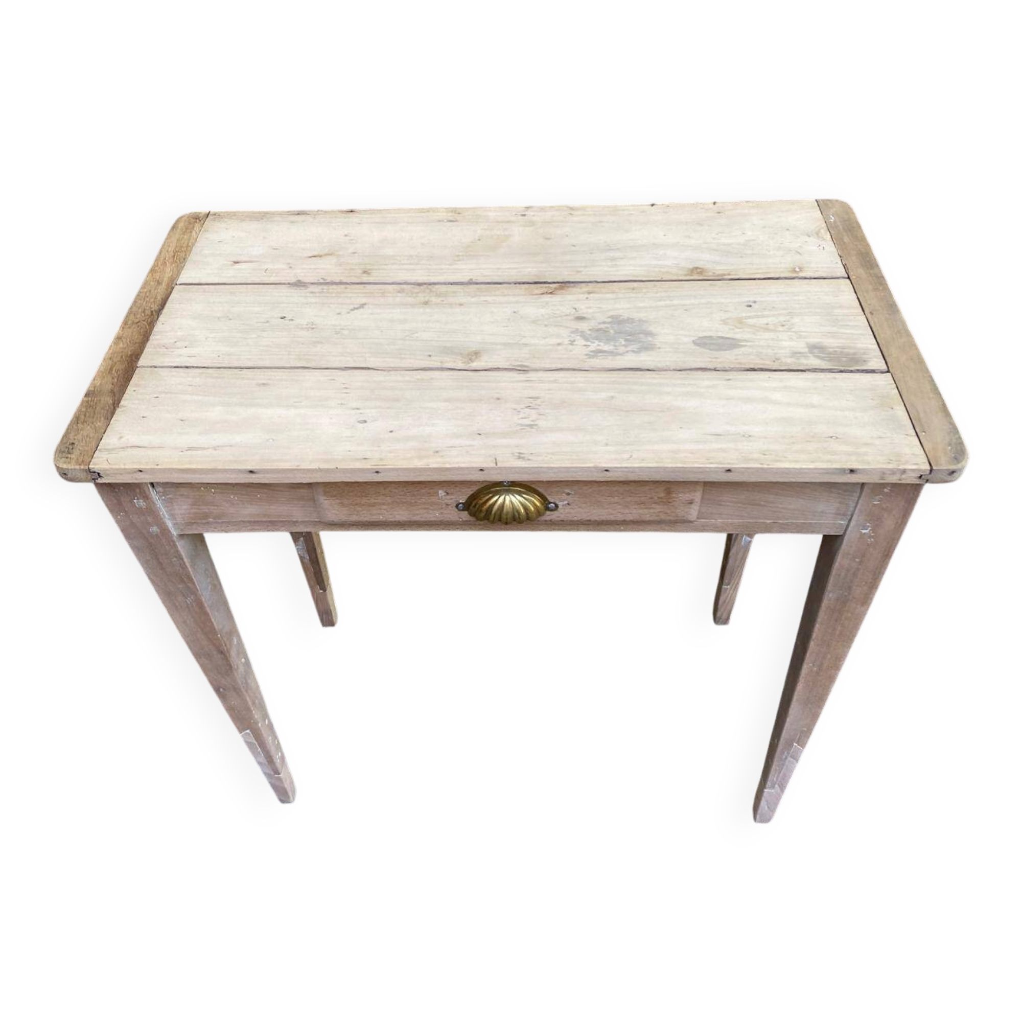 Renovated Parisian desk in raw solid wood 1950 - 80x45cm