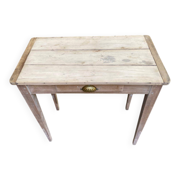 Bureau parisien rénové en bois massif brut 1950 - 80x45cm