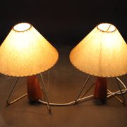 1960s Pair of Table Wooden Lamps , Czechoslovakia