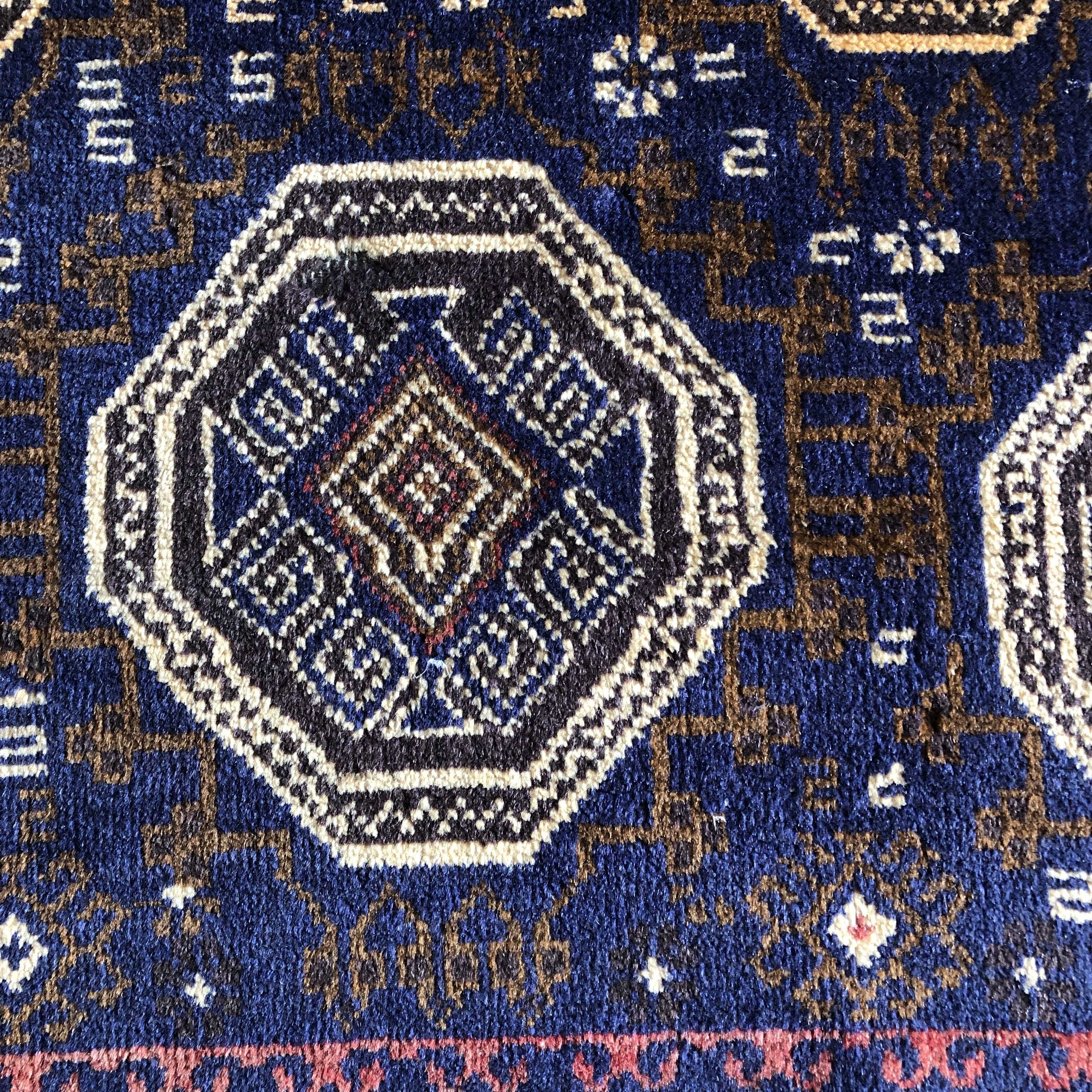 Old oriental carpet 111x195 - dominant blue