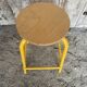 Vintage Industrial Stool DPC Yellow Metal Tube + Wooden Seat